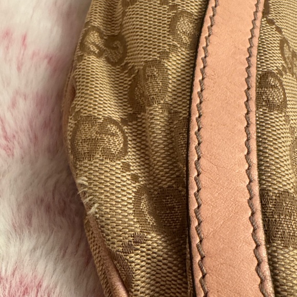 Gucci Abby D Ring Pink Leather and Beige GG Canvas Crossbody /Messenger … - Picture 12 of 16